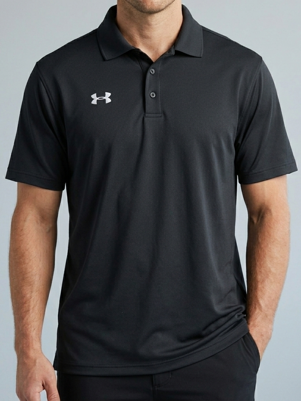 Under Armour HeatGear Mens XL Loose Fit Polo Black Golf Performance Shirt
